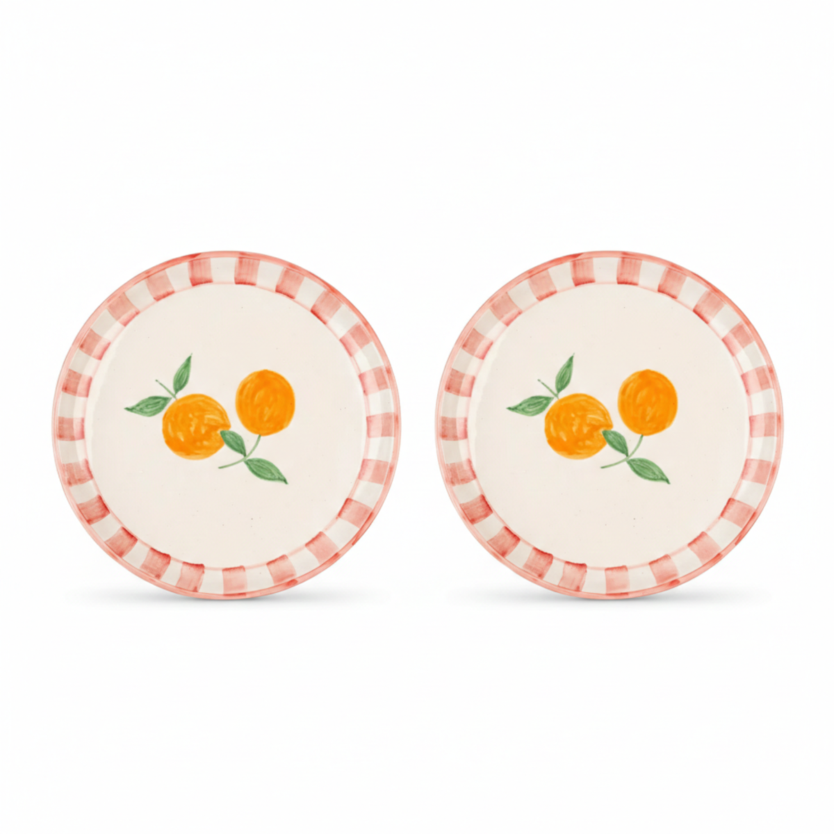 Casa Amarosa S/2 Orange Striped Ceramic Snack Plate - Image 1 of 4