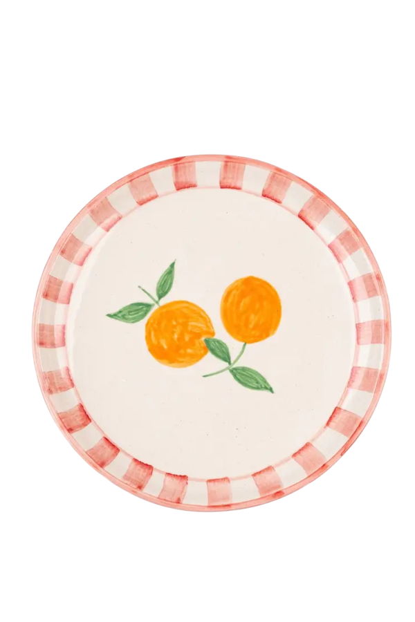 Casa Amarosa S/2 Orange Striped Ceramic Snack Plate