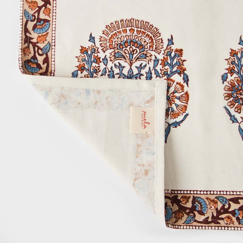 Mela Artisans Saffra Hand Block Printed Cotton Placemats Set of 4
