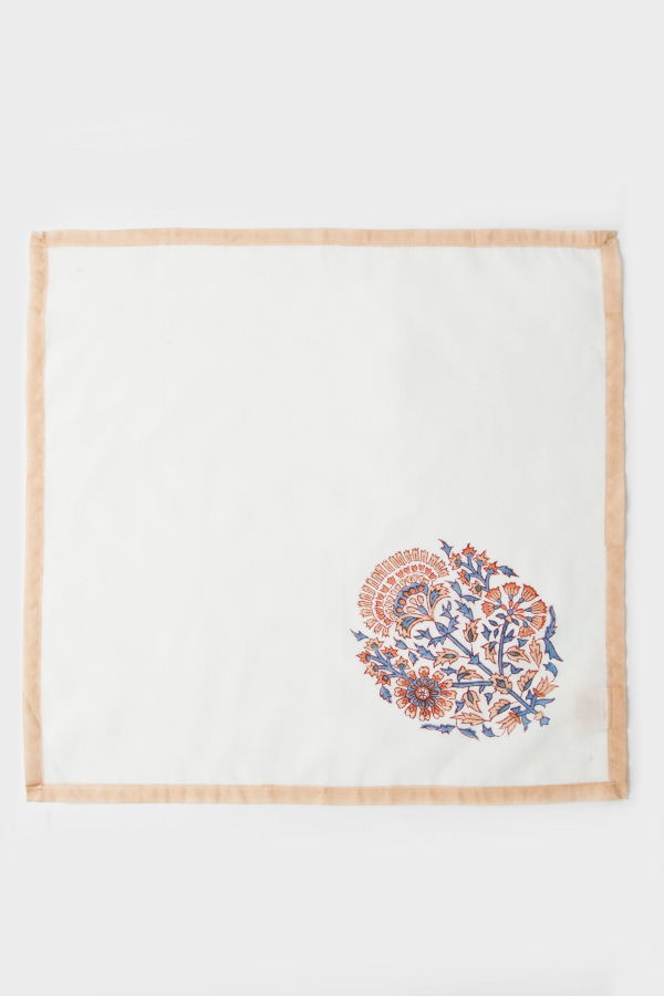 Mela Artisans Saffra Hand Block Printed Napkins Set of 4