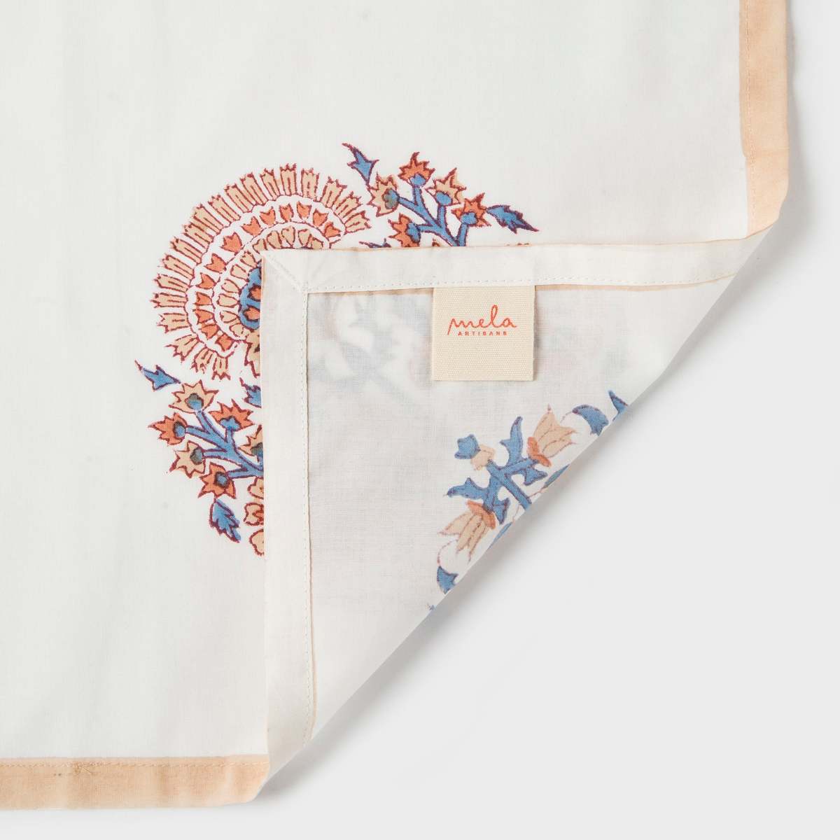 Mela Artisans Saffra Hand Block Printed Napkins Set of 4 - Image 6 of 6