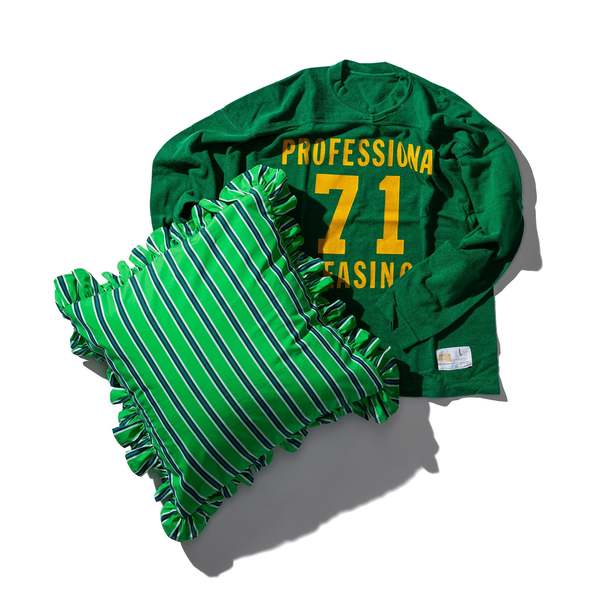 Puebco Shirt Fabric Ruffle Cushion Cover