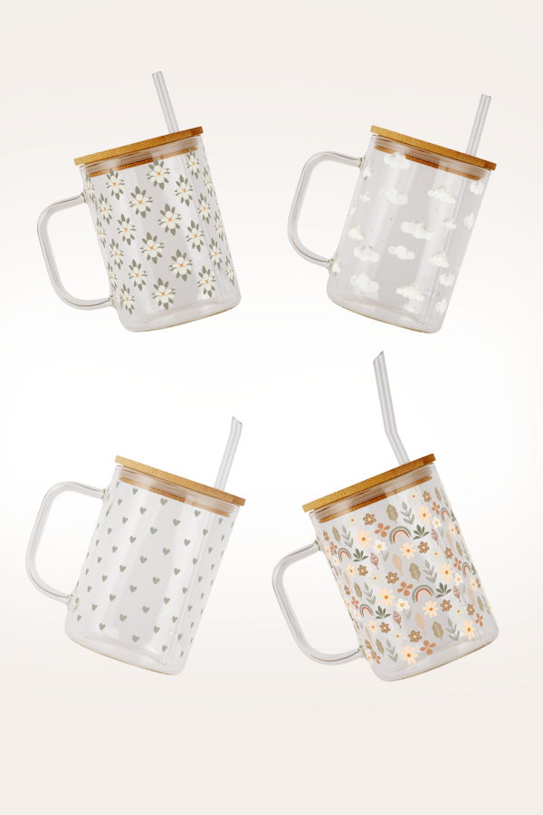 Sip Sip Hooray Soft Neutrals 17oz Glass Mug Set