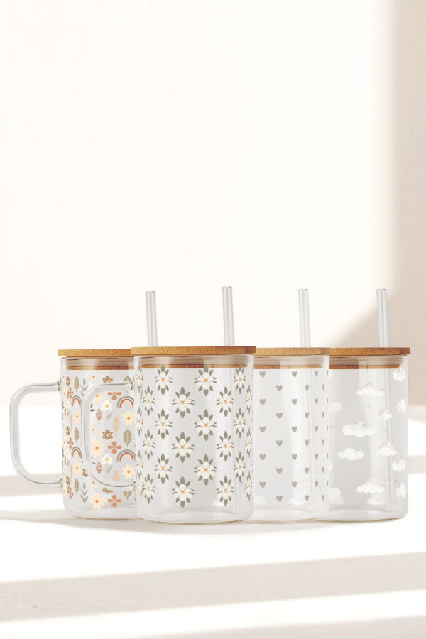 Sip Sip Hooray Soft Neutrals 17oz Glass Mug Set