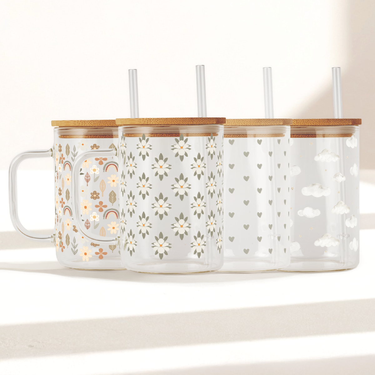 Sip Sip Hooray Soft Neutrals 17oz Glass Mug Set - Image 2 of 7
