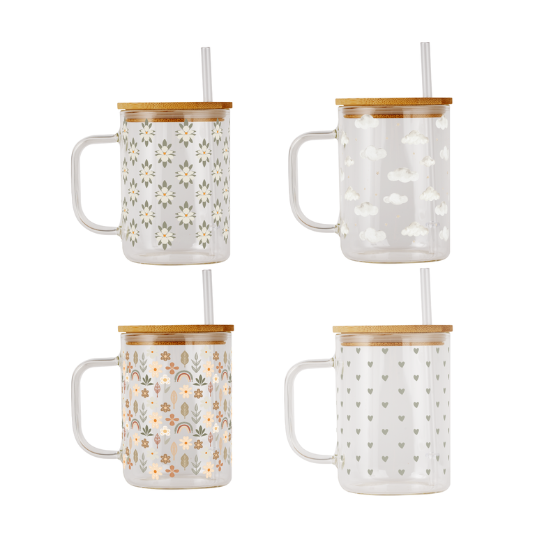 Sip Sip Hooray Soft Neutrals 17oz Glass Mug Set