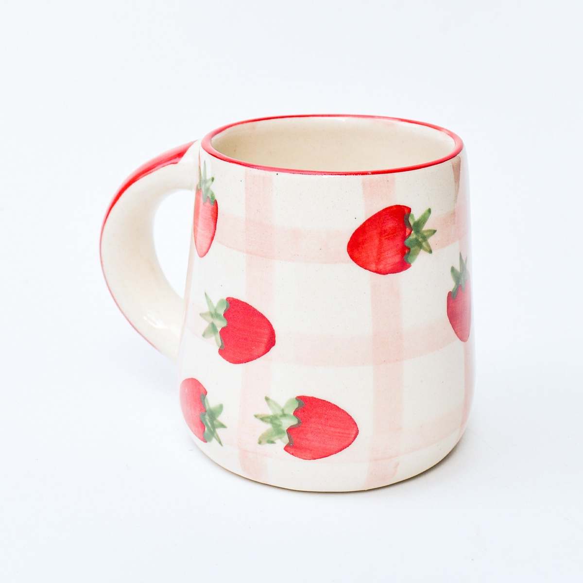 Casa Amarosa Strawberry Checkered Delight Ceramic Mug - Image 1 of 5