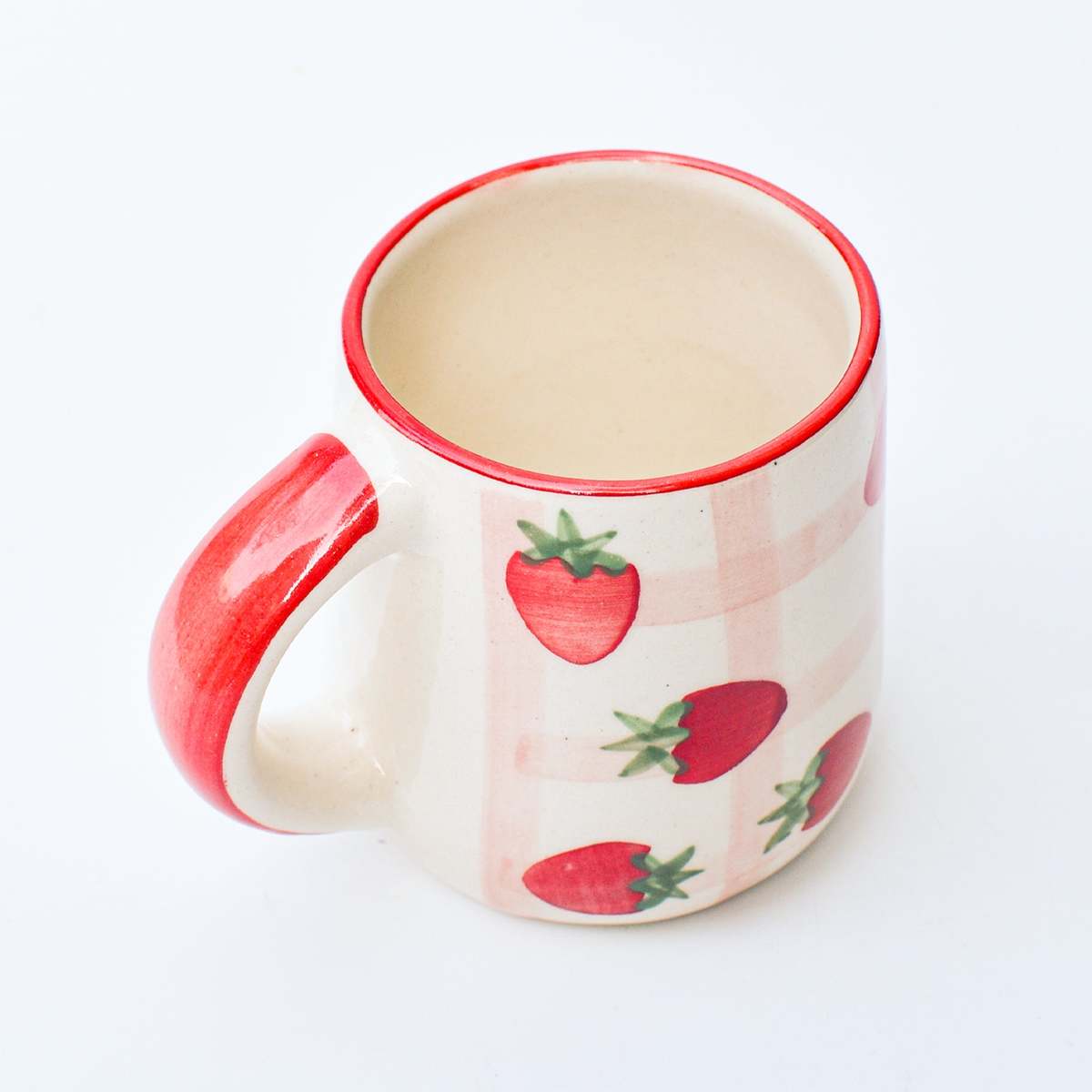 Casa Amarosa Strawberry Checkered Delight Ceramic Mug - Image 2 of 5