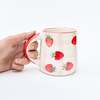 Casa Amarosa Strawberry Checkered Delight Ceramic Mug - Thumbnail 3