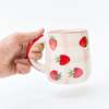 Casa Amarosa Strawberry Checkered Delight Ceramic Mug - Thumbnail 4