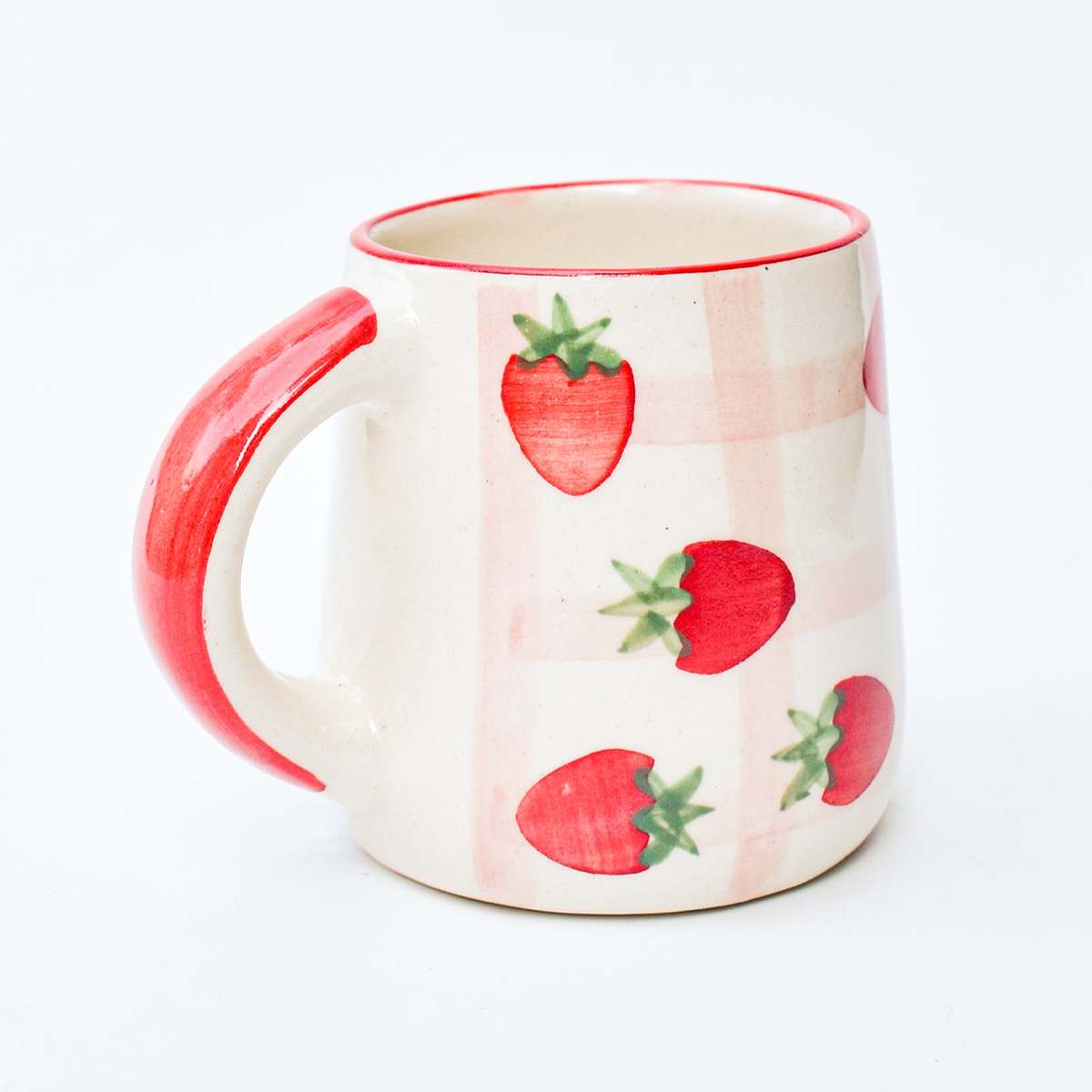 Casa Amarosa Strawberry Checkered Delight Ceramic Mug - Image 5 of 5