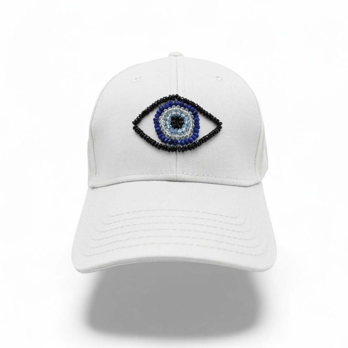 C. GRASSI The Energy Project Evil Eye Hand-Beaded Natural Crystals Cap - Image 1 of 18