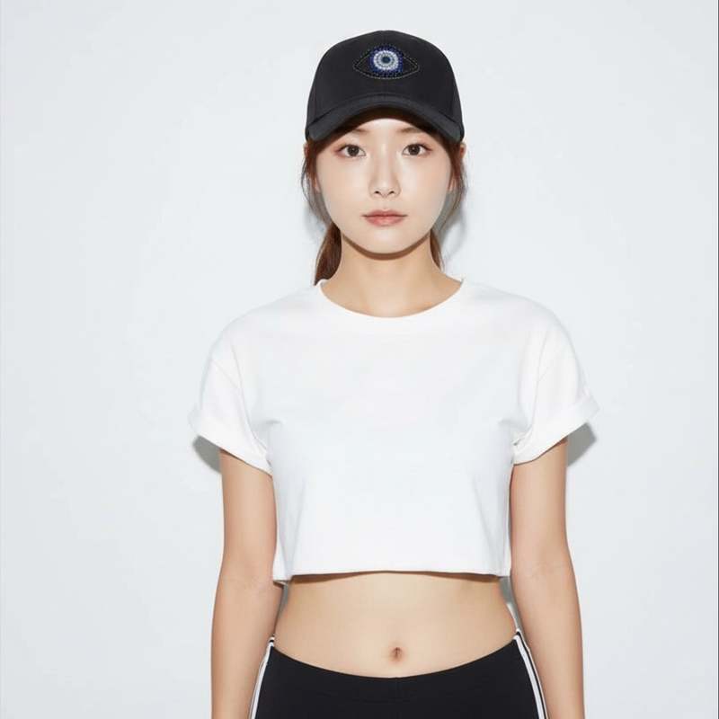 C. GRASSI The Energy Project Evil Eye Hand-Beaded Natural Crystals Cap