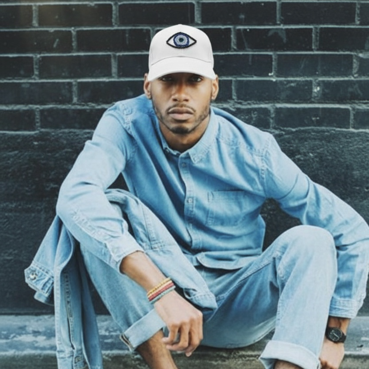 C. GRASSI The Energy Project Evil Eye Hand-Beaded Natural Crystals Cap - Image 5 of 18