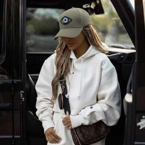 C. GRASSI The Energy Project Evil Eye Hand-Beaded Natural Crystals Cap