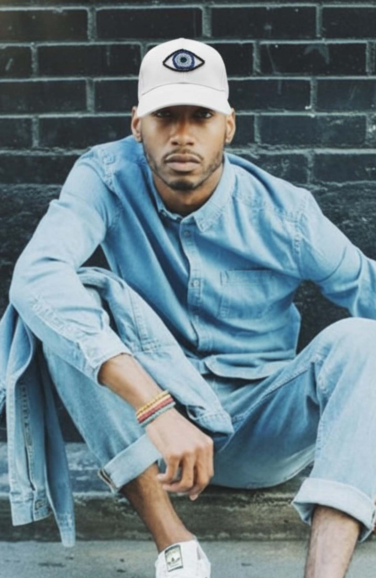 C. GRASSI The Energy Project Evil Eye Hand-Beaded Natural Crystals Cap - Image 17 of 18