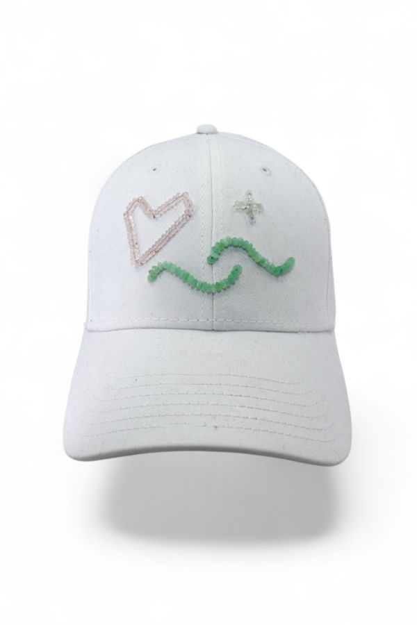 C. GRASSI The Energy Project Love & Light Hat Hand-Beaded Natural Crystals