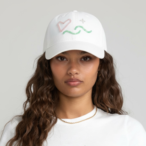 C. GRASSI The Energy Project Love & Light Hat Hand-Beaded Natural Crystals