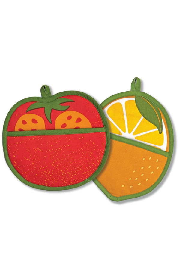 The Neighborgoods Tomato & Lemon Pot Holders Set of 2