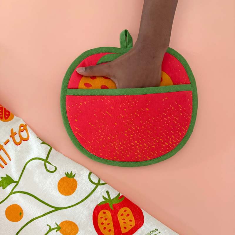 The Neighborgoods Tomato Tea Towel and Pot Holder Set
