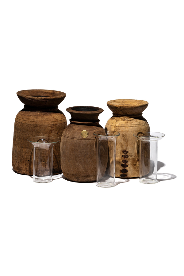 Puebco Vintage Wooden Pot with Glass Cylinder