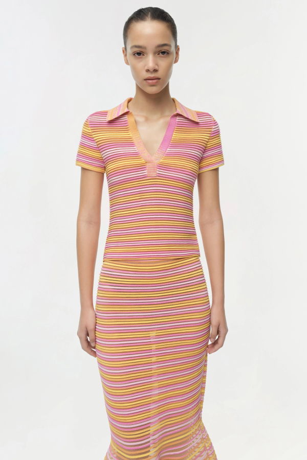 Jonathan Simkhai Paxton Knit Polo - Citrus Multi