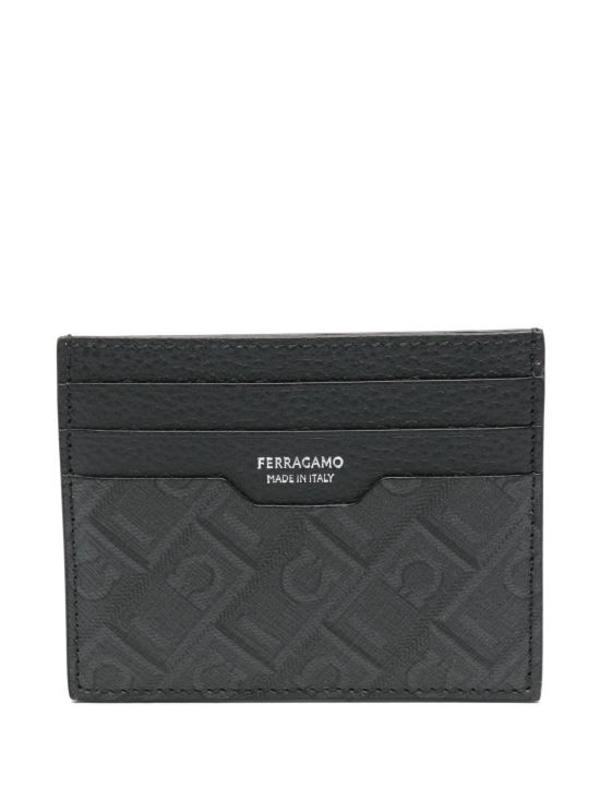 Ferragamo Business Card Wallet - Black Grey