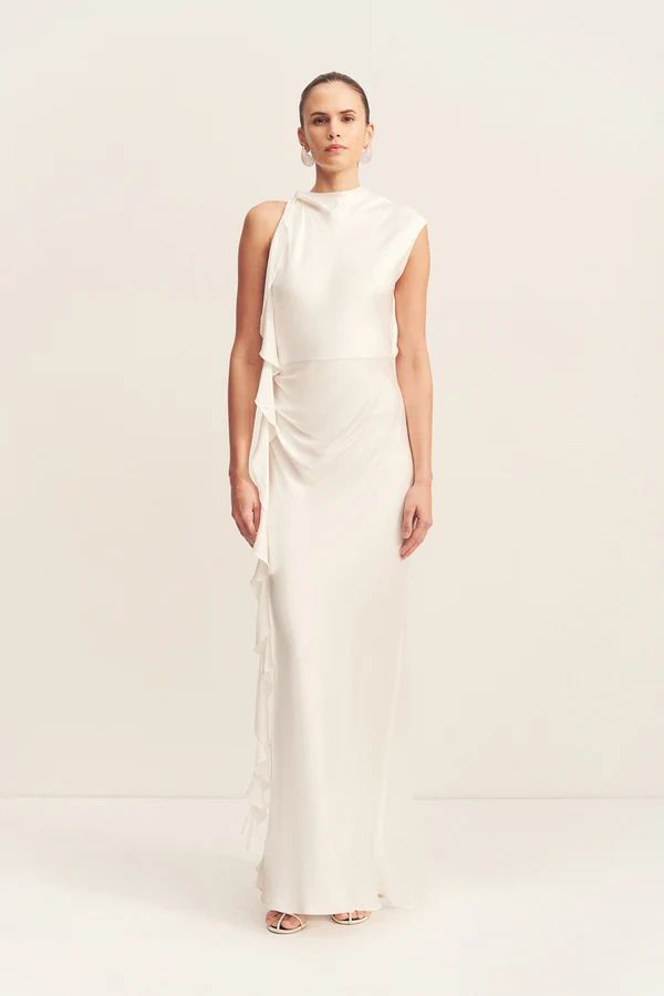 Shona Joy Agnes Draped Ruffled Maxi Dress - Ivory
