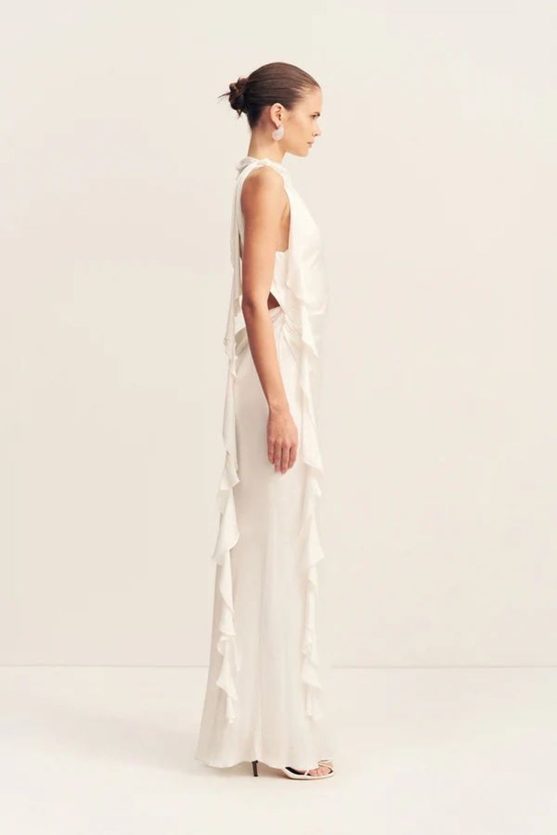 Shona Joy Agnes Draped Ruffled Maxi Dress - Ivory