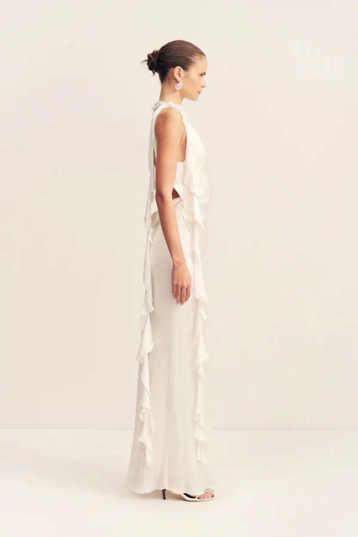 Shona Joy Agnes Draped Ruffled Maxi Dress - Ivory - Image 4 of 8