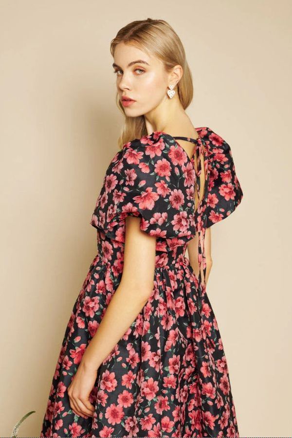 Sister Jane Impressions Jacquard Midi Dress - Red & Navy Blue