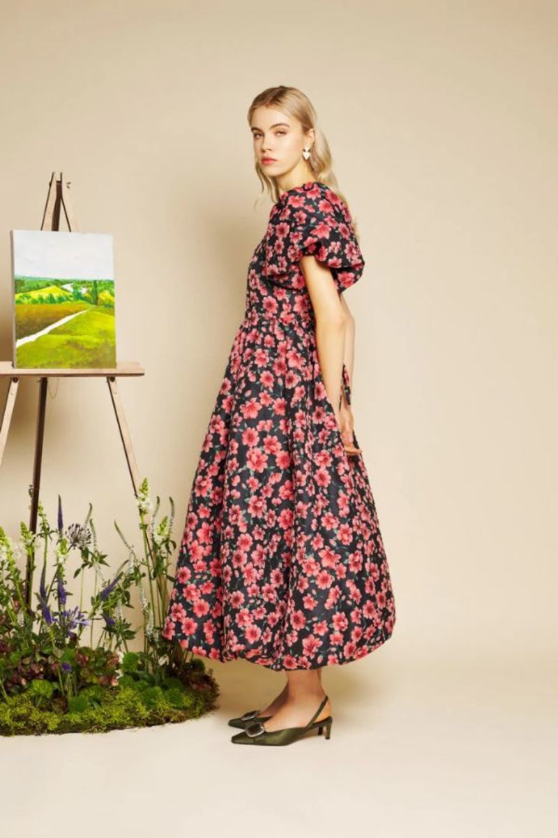 Sister Jane Impressions Jacquard Midi Dress - Red & Navy Blue