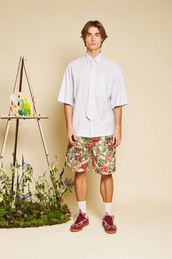 Sister Jane Petunia Tapestry Bermuda Shorts - Red/Green/Tan