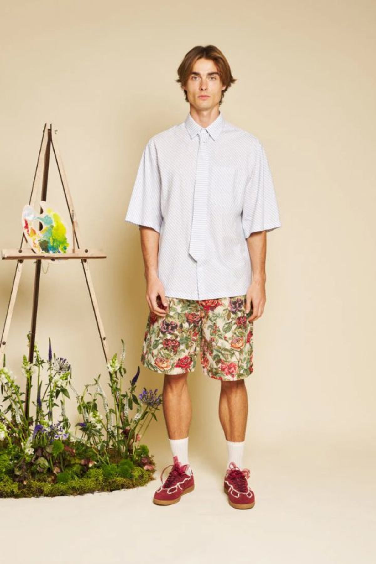 Sister Jane Petunia Tapestry Bermuda Shorts - Red/Green/Tan - Image 1 of 6