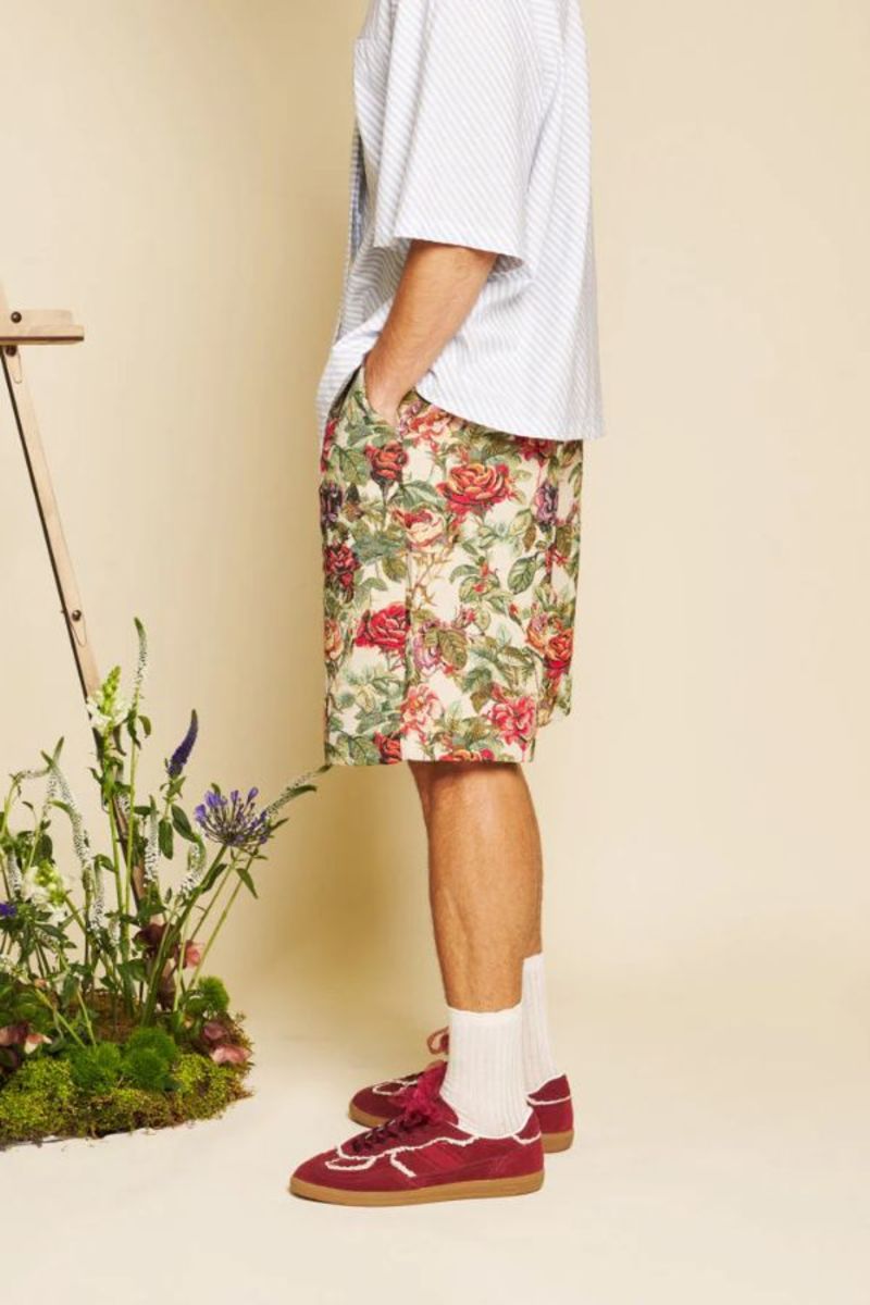 Sister Jane Petunia Tapestry Bermuda Shorts - Red/Green/Tan