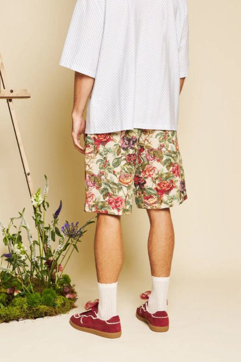 Sister Jane Petunia Tapestry Bermuda Shorts - Red/Green/Tan