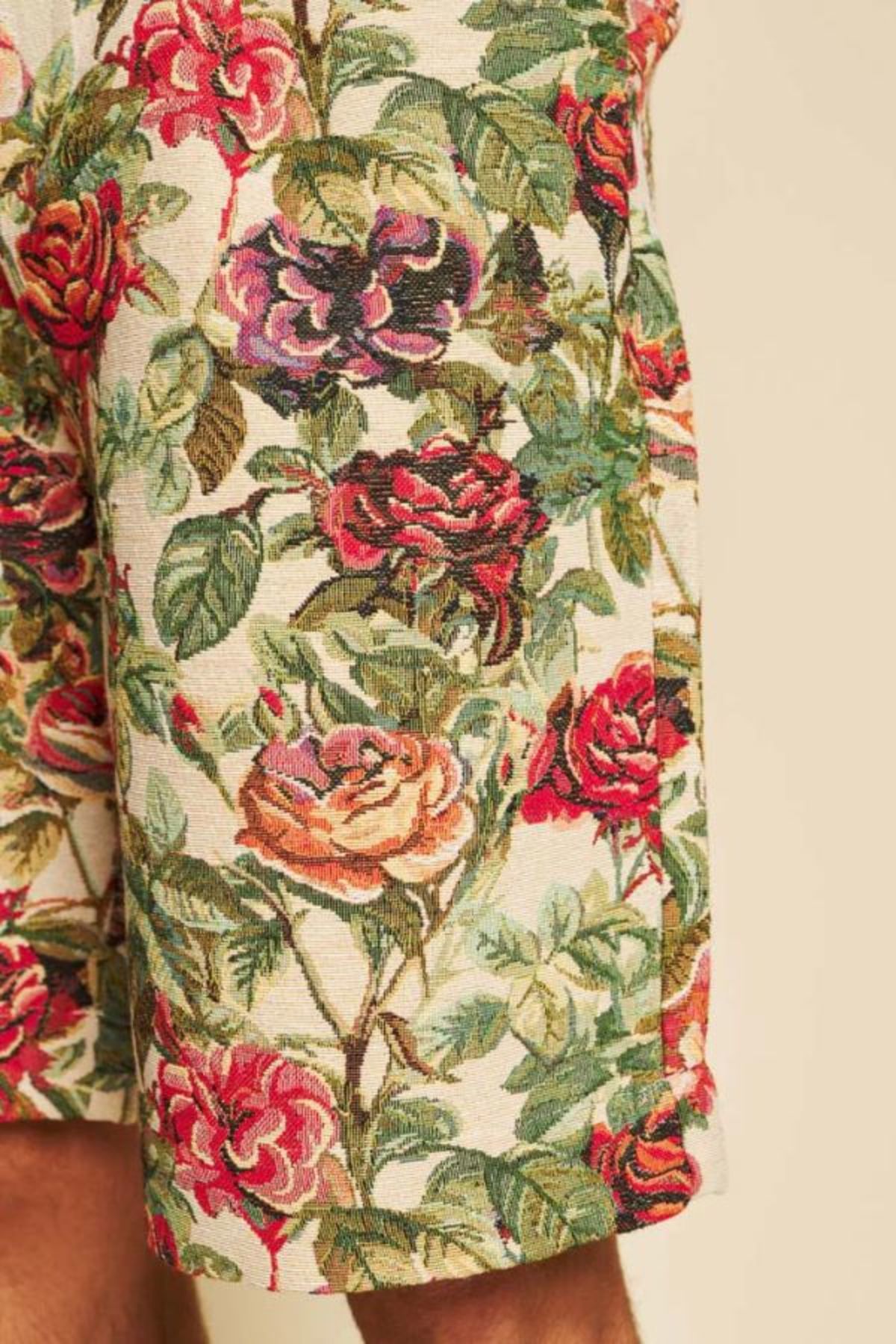 Sister Jane Petunia Tapestry Bermuda Shorts - Red/Green/Tan - Image 5 of 6