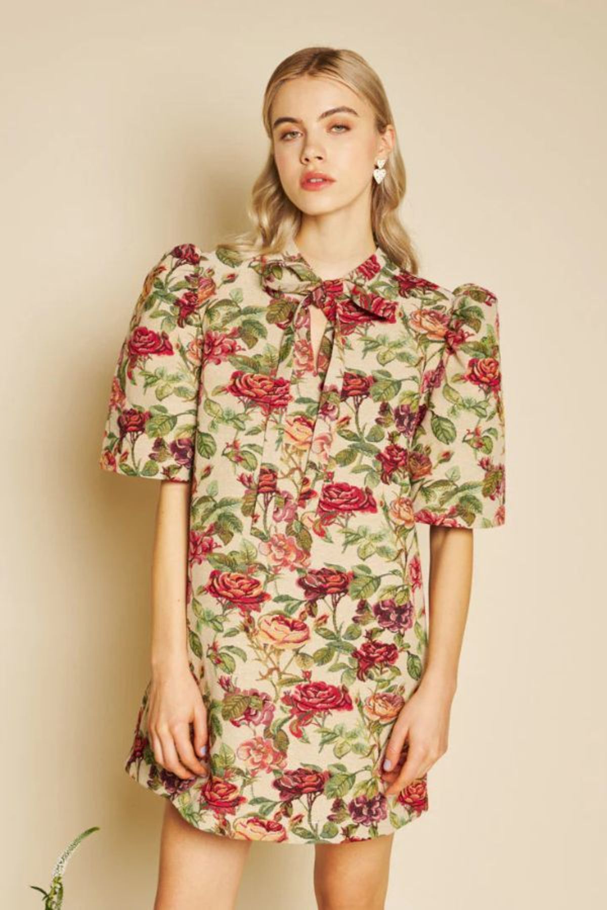 Sister Jane Petunia Tapestry Mini Dress - Red/Green/Tan - Image 2 of 7