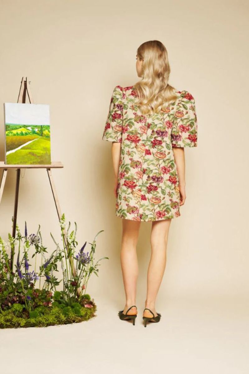 Sister Jane Petunia Tapestry Mini Dress - Red/Green/Tan