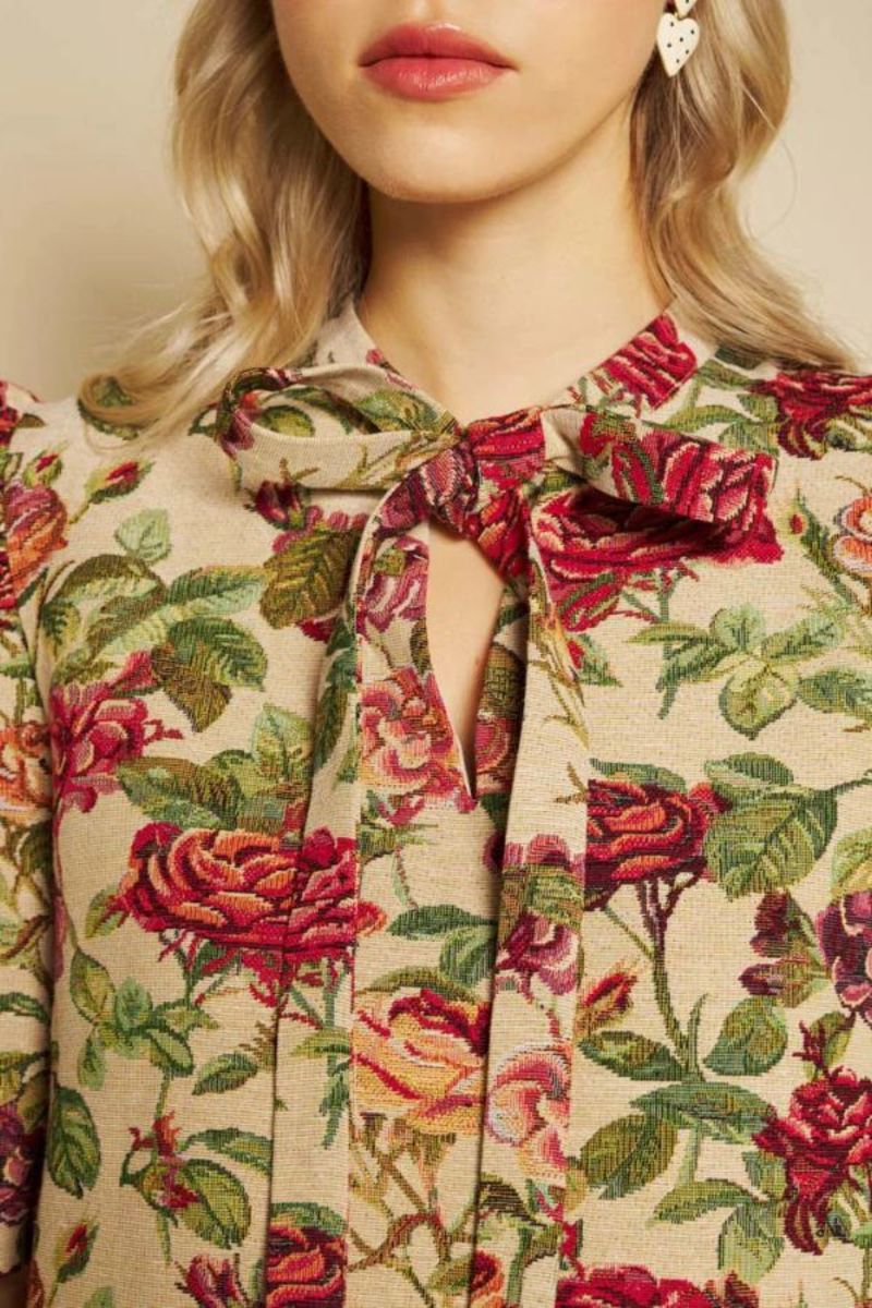 Sister Jane Petunia Tapestry Mini Dress - Red/Green/Tan