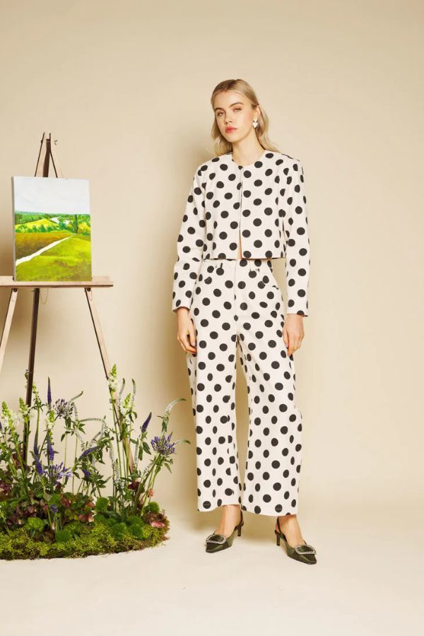 Sister Jane Rene Spot Trousers - Black/White