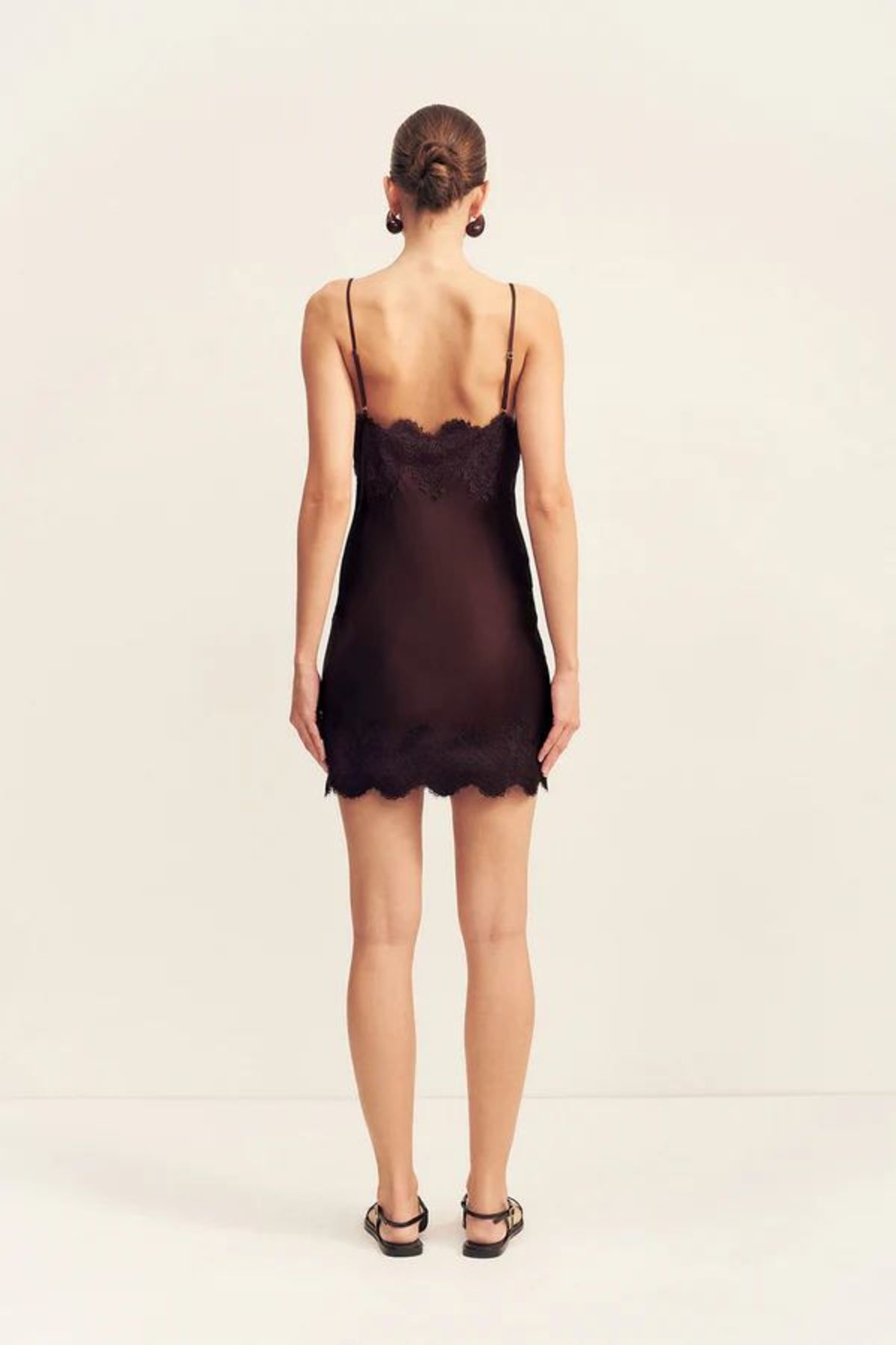 Shona Joy Simona Lace Slip Mini Dress - Espresso - Image 5 of 6