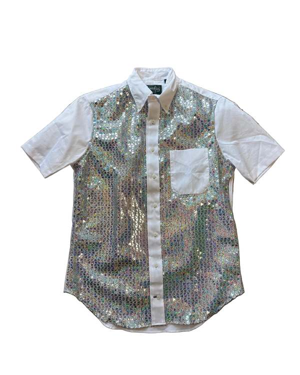 Gitman Bros. Disco Ball Applique With White Zephyr Oxford Shirt