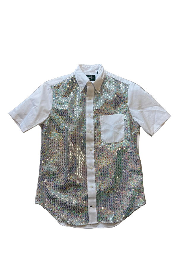 Gitman Bros. Disco Ball Applique With White Zephyr Oxford Shirt