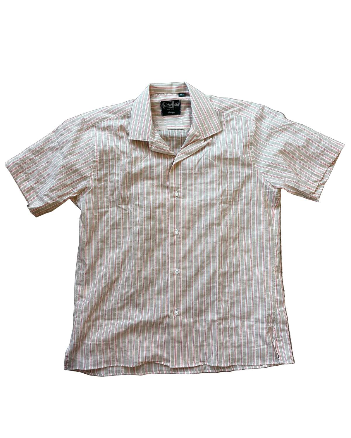 Gitman Bros. Vintage Tan Awning Stripe Camp Shirt - Image 1 of 2