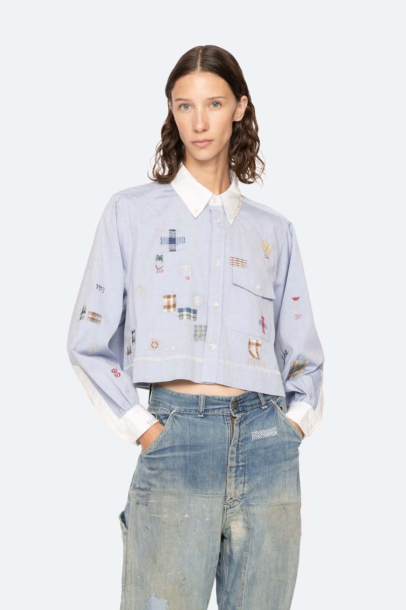Sea NY Claira Emb Button Down - Blue