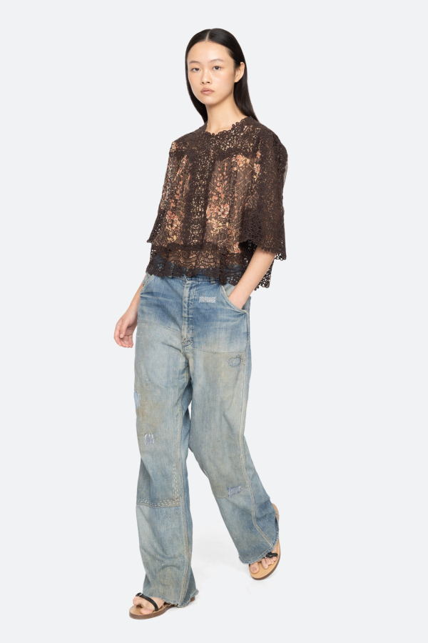 Sea NY Luisa Print Short Sleeve Top - Brown