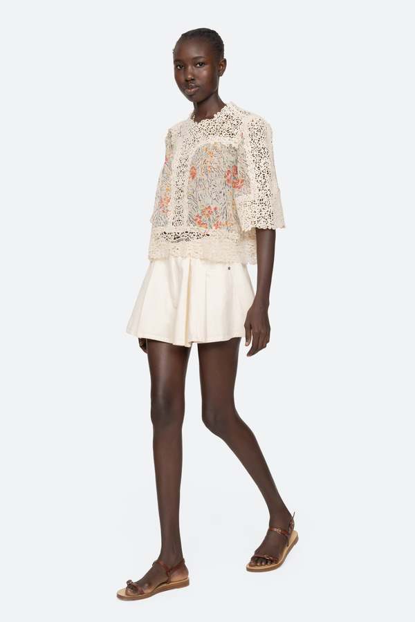 Sea NY Luisa Print Short Sleeve Top - Brown