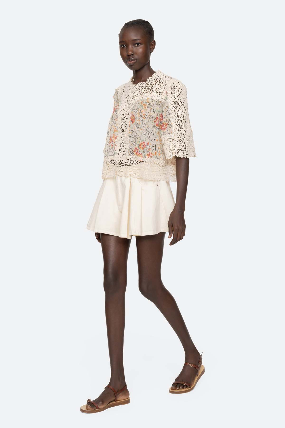 Sea NY Luisa Print Short Sleeve Top - Brown - Image 11 of 18