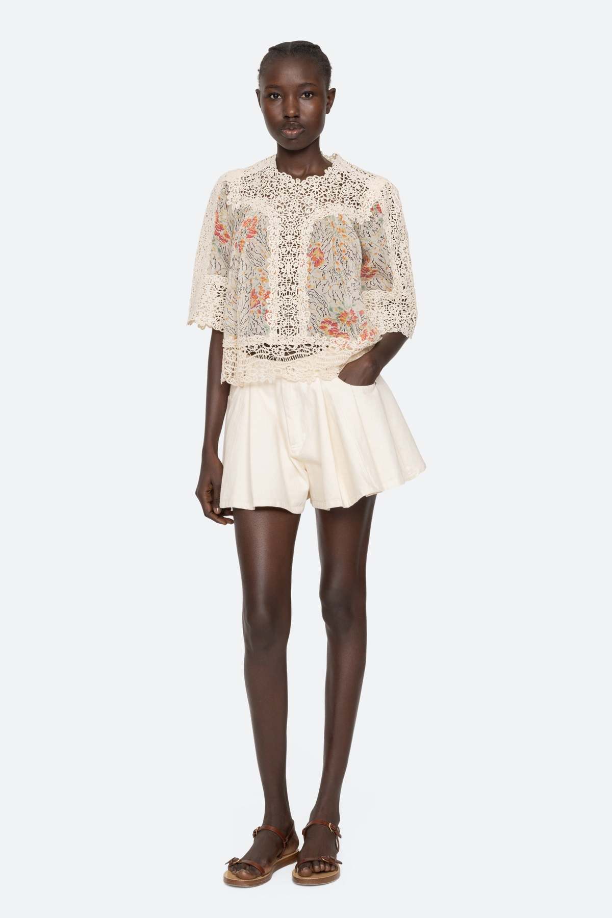 Sea NY Luisa Print Short Sleeve Top - Brown - Image 12 of 18